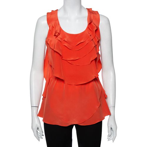 Ruffled Silk Sleeveless Top S - Oscar de la Renta - Modalova