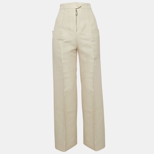 Cream Wool Blend Straight Leg Trousers S - Louis Vuitton - Modalova