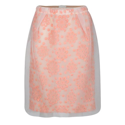 Floral Embroidered Detail Textured Skirt M - Louis Vuitton - Modalova