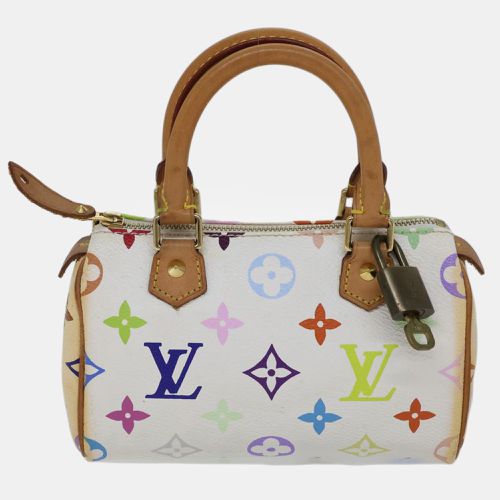 X Takashi Murakami White Multicolour Coated Canvas Monogram Speedy Satchel Bag - Louis Vuitton - Modalova