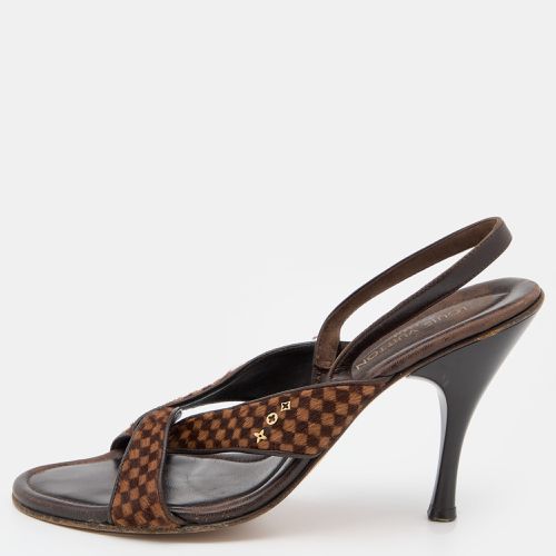 Damier Ebene Calf Hair and Leather Slingback Sandals Size 38 - Louis Vuitton - Modalova