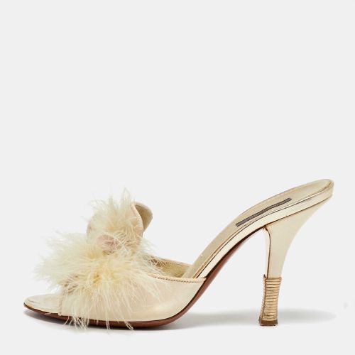 Satin and Ostrich Feather Bow Slide Sandals Size 38 - Louis Vuitton - Modalova