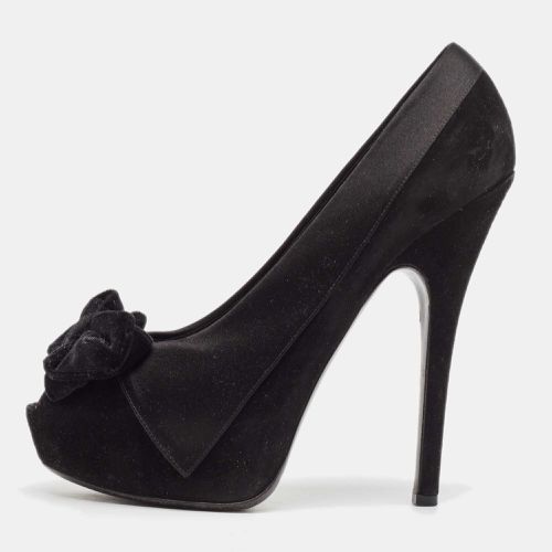 Satin and Suede Peep Toe Platform Pumps Size 39.5 - Louis Vuitton - Modalova