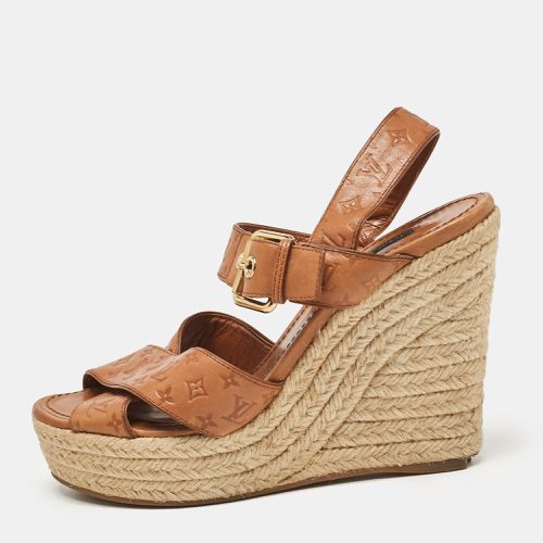 Monogram Embossed Leather Espadrille Wedge Sandals Size 37 - Louis Vuitton - Modalova