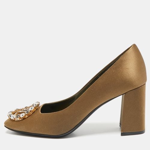 Olive Satin Crystal Embellished Madeleine Pumps Size 37.5 - Louis Vuitton - Modalova