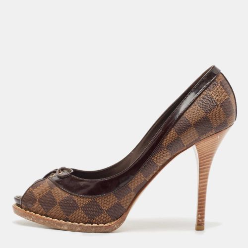 Damier Ebene Canvas Palm Beach Peep Toe Pumps Size 39 - Louis Vuitton - Modalova