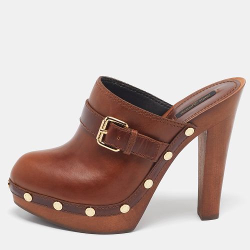 Leather Buckle Detail Platform Clogs Size 39 - Louis Vuitton - Modalova