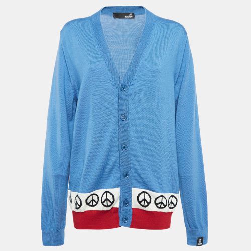 Intarsia Knit Front Button Cardigan L - Love Moschino - Modalova