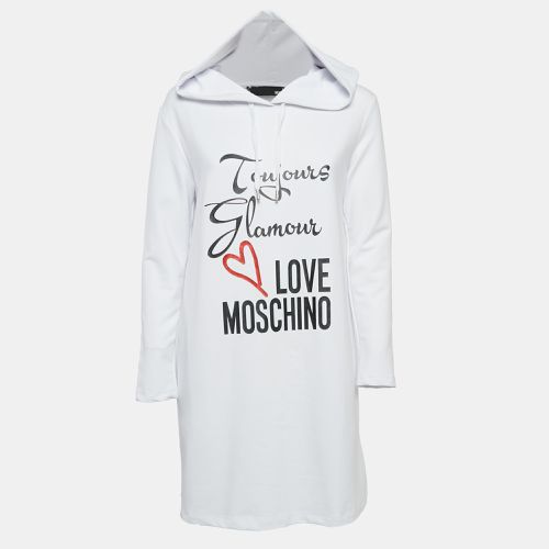 Printed Cotton Hoodie Dress S - Love Moschino - Modalova