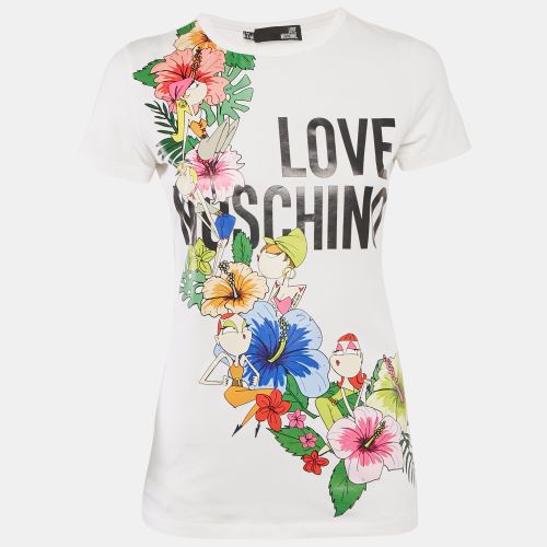 Printed Cotton Round Neck T-Shirt S - Love Moschino - Modalova