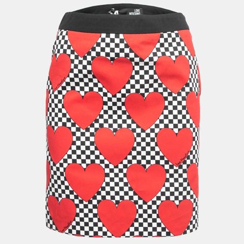 Hearts Print Cotton Mini Skirt S - Love Moschino - Modalova