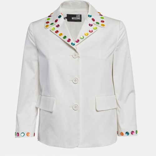 Multicolor Stud Embellished Gabardine Blazer S - Love Moschino - Modalova