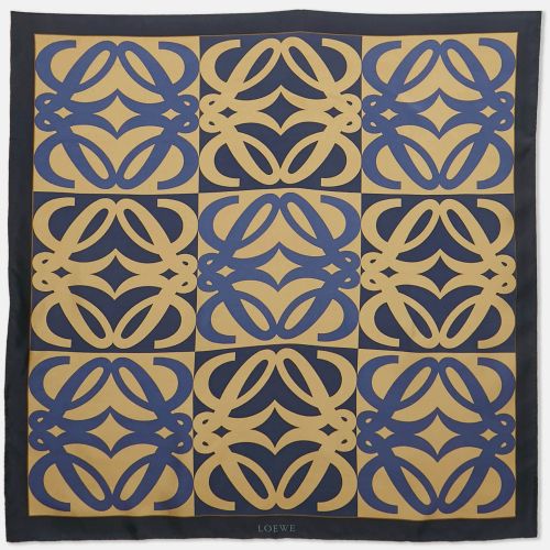 Gold Logo Printed Silk Square Scarf - Loewe - Modalova