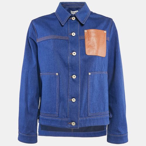 Anagram Leather Trim Pocket Denim Workwear Jacket XS - Loewe - Modalova