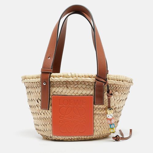 Cream Woven Raffia and Leather Basket Bag - Loewe - Modalova