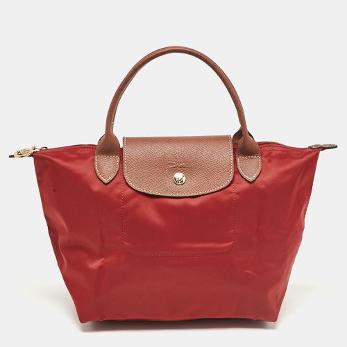 Maroon Nylon and Leather Small Le Pliage Short Handle Tote - Longchamp - Modalova