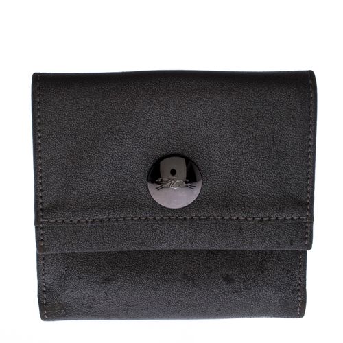 Metallic Leather Flap Button Compact Wallet - Longchamp - Modalova