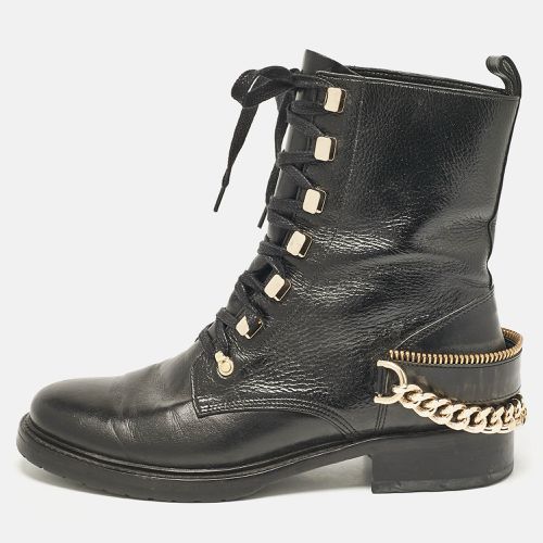 Leather Chain Detail Lace Up Ankle Length Boots Size 40 - Lanvin - Modalova