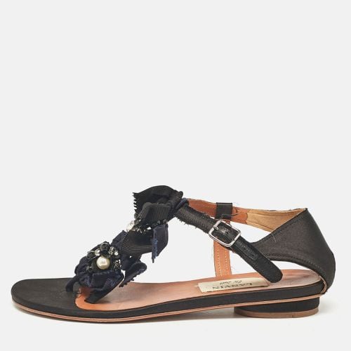 Satin Crystals Embellished Flat Sandals Size 37 - Lanvin - Modalova