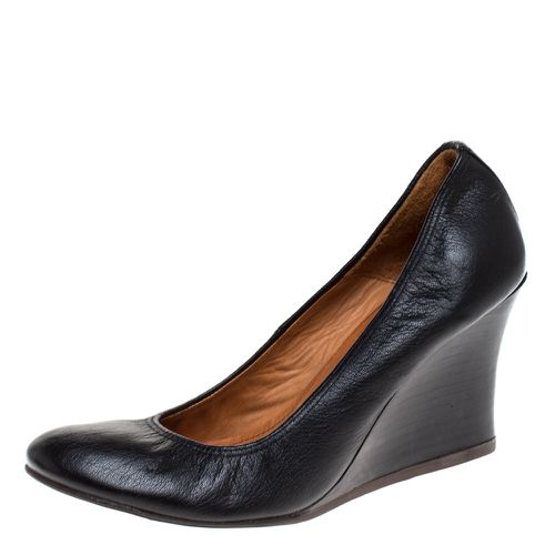 Leather Scrunch Wedge Pumps Size 37 - Lanvin - Modalova