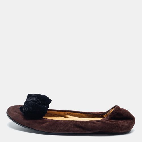 Suede Leather Bow Scrunch Ballet Flats Size 38 - Lanvin - Modalova