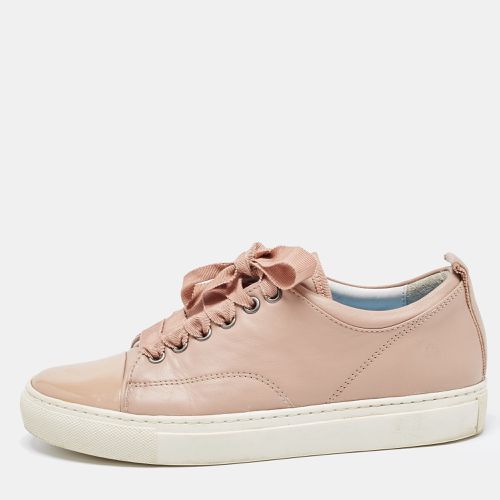 Dusty Pink Leather and Patent Cap Toe Low Top Sneakers Size 36 - Lanvin - Modalova