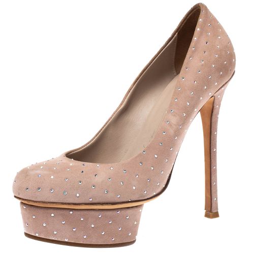 Crystal Embellished Suede Platform Pumps Size 36 - Le Silla - Modalova