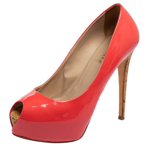 Watermelon Patent Leather Peep-Toe Platform Pumps Size 37.5 - Le Silla - Modalova