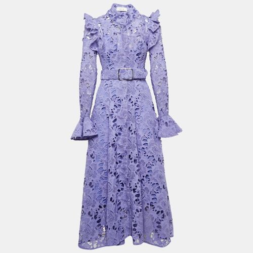 Lavender Floral Pattern Lace Ruffled Aliyah Midi Dress S - Leo Lin - Modalova