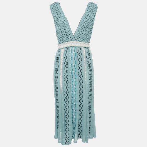 Patterned Knit V-Neck Sleeveless Midi Dress L - M Missoni - Modalova