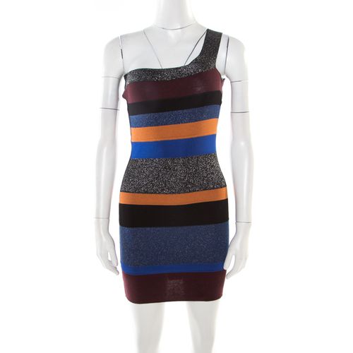 Colorblock Striped Lurex Knit One Shoulder Bodycon Dress S - M Missoni - Modalova