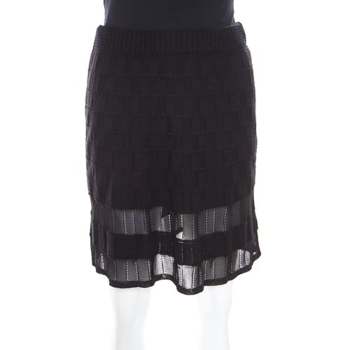 Checkerboard Wool Knit Mesh Paneled A Line Skirt S - M Missoni - Modalova