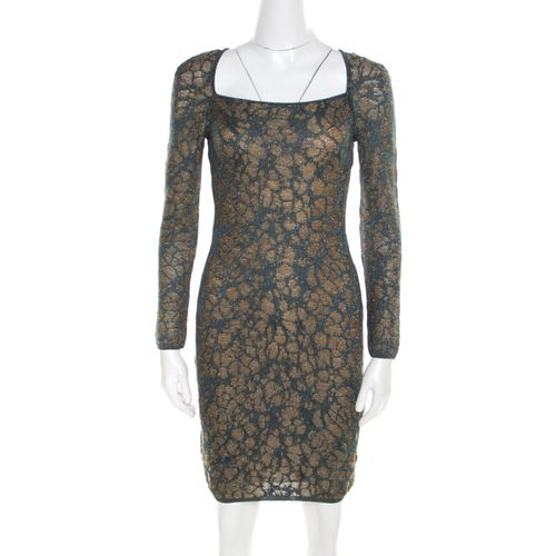 Floral Jacquard Lurex Knit Long Sleeve Cross Back Mini Dress S - M Missoni - Modalova