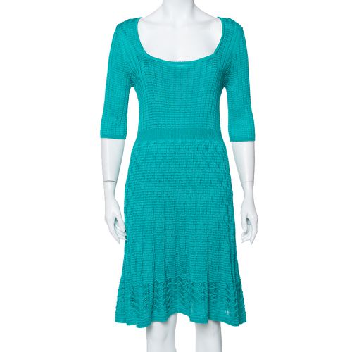 Teal Knit Scoop Neck Skater Dress L - M Missoni - Modalova