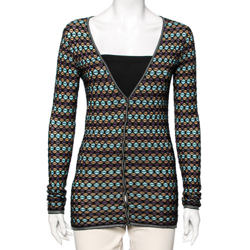 Patterned Knit Long Sleeve Cardigan S - M Missoni - Modalova