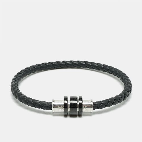 Woven Leather Ceramic Three Ring Stainless Steel Bracelet 68 - Montblanc - Modalova