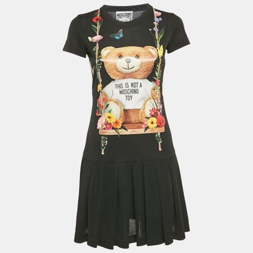 Teddy Print Jersey Pleated Mini Dress XS - Moschino Couture - Modalova