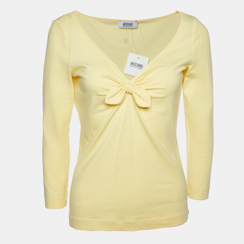 Cotton Knit Bow Detail T-Shirt M - Moschino Cheap and Chic - Modalova