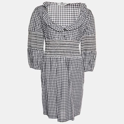 Monochrome Gingham Check Cotton Dress L - Moschino Jeans - Modalova