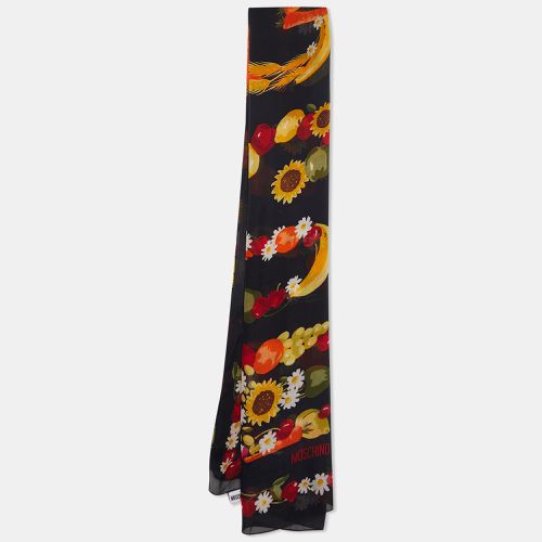 Floral Logo Print Silk Stole - Moschino - Modalova