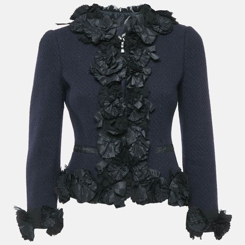 Textured Wool Ruffle Detail Blazer S - Moschino - Modalova