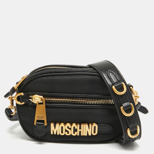 Leather and Nylon Classic Logo Camera Crossbody Bag - Moschino - Modalova