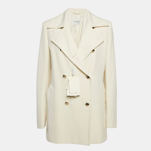 Ivory Wool Double Breasted Rebus Coat L - Max Mara - Modalova