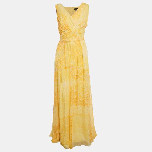 Abstract Print Chiffon Silk Sleeveless Draped Gown L - Max Mara - Modalova