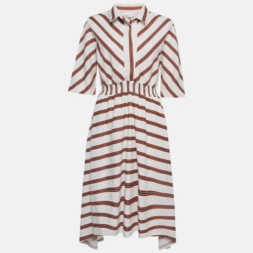 Red Striped Gabardine Asymmetric Midi Dress XL - Maje - Modalova