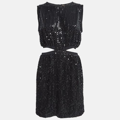 Sequin Embellished Stretch Velvet Rassul Mini Dress M - Maje - Modalova