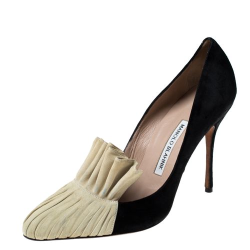 And Beige Suede Arleti Frill Detail Pumps Size 39.5 - Manolo Blahnik - Modalova