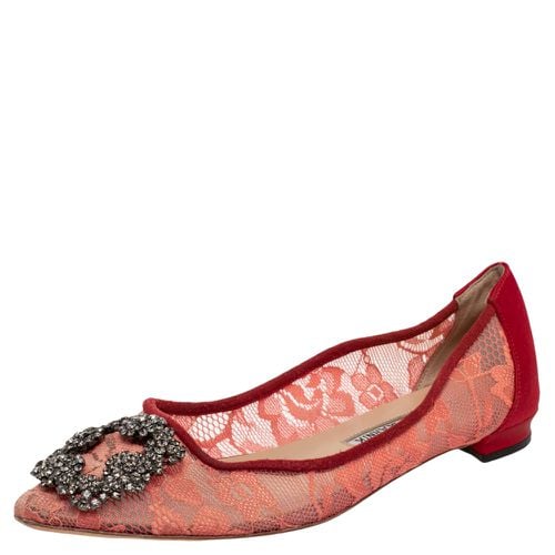 Lace And Satin Hangisi Ballet Flats Size 36 - Manolo Blahnik - Modalova