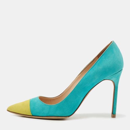 Turquoise/Yellow Suede Bipunta Pumps Size 37.5 - Manolo Blahnik - Modalova