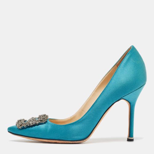 Teal Satin Hangisi Pumps Size 37.5 - Manolo Blahnik - Modalova